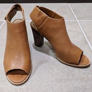 Cole Haan brown peep toe booties